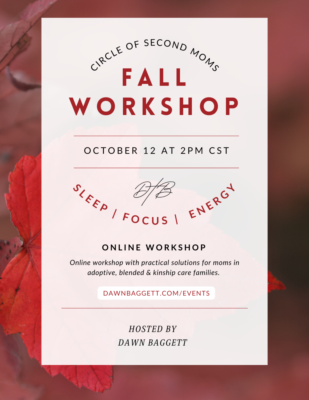Fall Workshop - Sleep, Focus & Energy
