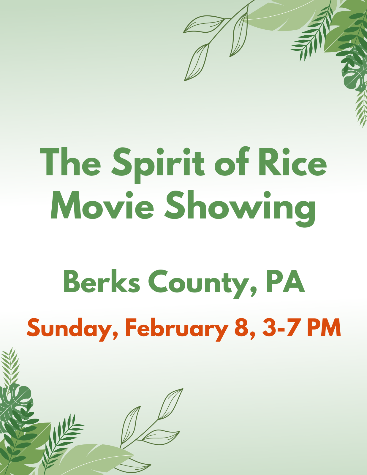 The Spirit of Rice Movie Showing in Berks County, PA - Feb 8th